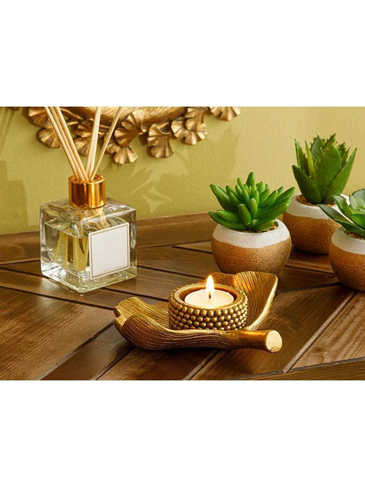 Ginkgo Leaf Gold Candle Holder - Elegant Yoga-Inspired Home Accent for Tranquil Spaces