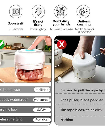 Compact Electric Garlic Chopper with Quick-Slice Technology and Adjustable Capacity