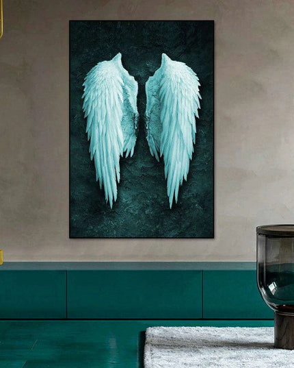 Celestial Serenity: White Angel Wings Canvas Art for Luxurious Home Aesthetics