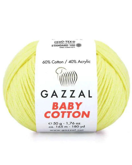 Gazzal Baby Cotton Ball Hand Knitting Yarn - 50g, 165m, Soft Cotton-Acrylic Blend for Creative Crochet & DIY Projects, Turkish Quality