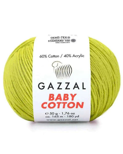 Gazzal Baby Cotton Ball Hand Knitting Yarn - 50g, 165m, Soft Cotton-Acrylic Blend for Creative Crochet & DIY Projects, Turkish Quality