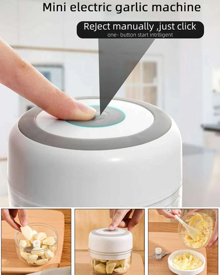 Compact Electric Garlic Chopper with Quick-Slice Technology and Adjustable Capacity