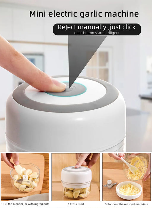 Compact Electric Garlic Chopper with Quick-Slice Technology and Adjustable Capacity
