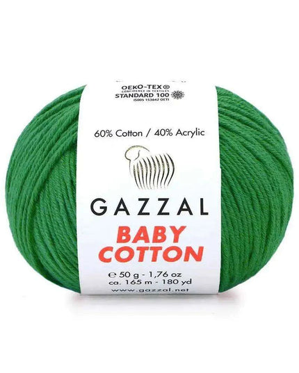 Gazzal Baby Cotton Ball Hand Knitting Yarn - 50g, 165m, Soft Cotton-Acrylic Blend for Creative Crochet & DIY Projects, Turkish Quality