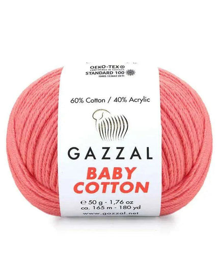 Gazzal Baby Cotton Ball Hand Knitting Yarn - 50g, 165m, Soft Cotton-Acrylic Blend for Creative Crochet & DIY Projects, Turkish Quality