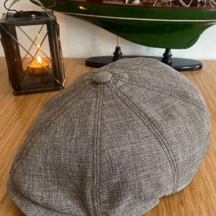 Classic Linen 8-Panel Baker Boy Cap for Unisex Fashion