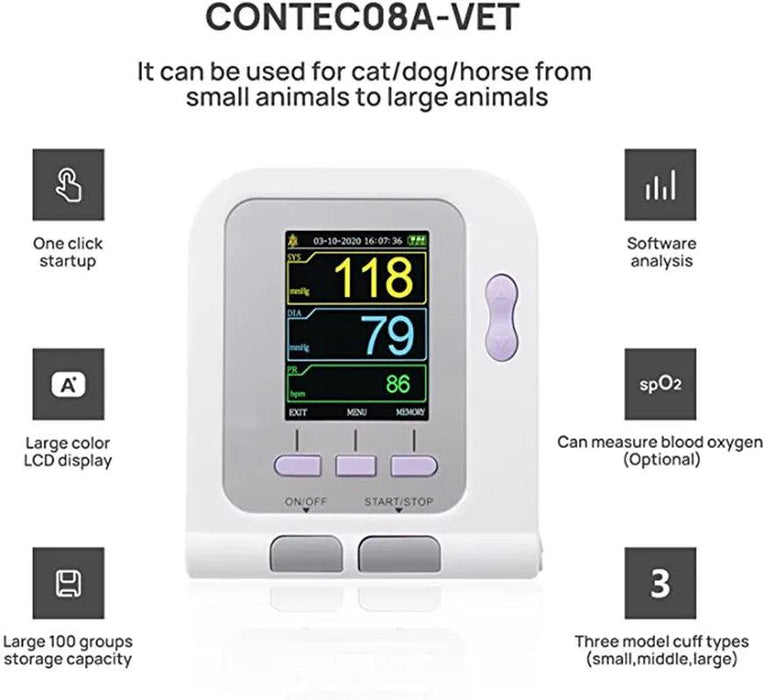 Automated Veterinary Blood Pressure Monitor for Pets with Software and Customizable Cuffs