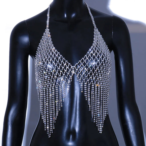 Luxurious mesh tassel body harness