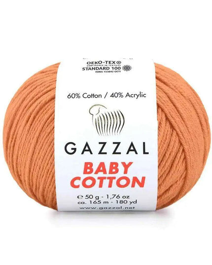 Gazzal Baby Cotton Ball Hand Knitting Yarn - 50g, 165m, Soft Cotton-Acrylic Blend for Creative Crochet & DIY Projects, Turkish Quality