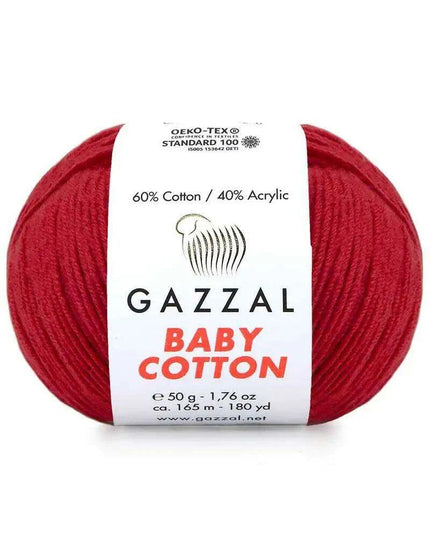 Gazzal Baby Cotton Ball Hand Knitting Yarn - 50g, 165m, Soft Cotton-Acrylic Blend for Creative Crochet & DIY Projects, Turkish Quality