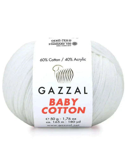 Gazzal Baby Cotton Ball Hand Knitting Yarn - 50g, 165m, Soft Cotton-Acrylic Blend for Creative Crochet & DIY Projects, Turkish Quality