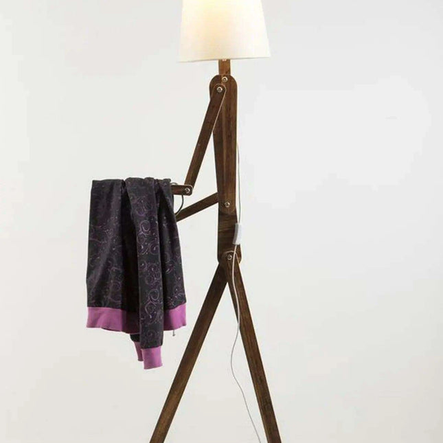 Creative Walnut Corner Floor Lamp with Human Figure Accent