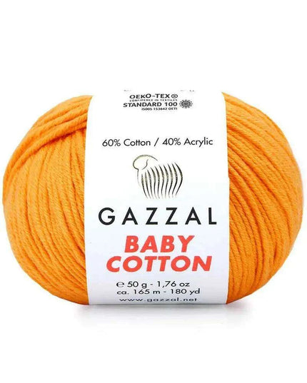 Gazzal Baby Cotton Ball Hand Knitting Yarn - 50g, 165m, Soft Cotton-Acrylic Blend for Creative Crochet & DIY Projects, Turkish Quality