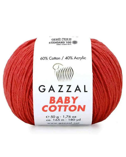 Gazzal Baby Cotton Ball Hand Knitting Yarn - 50g, 165m, Soft Cotton-Acrylic Blend for Creative Crochet & DIY Projects, Turkish Quality