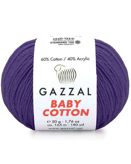 Gazzal Baby Cotton Ball Hand Knitting Yarn - 50g, 165m, Soft Cotton-Acrylic Blend for Creative Crochet & DIY Projects, Turkish Quality