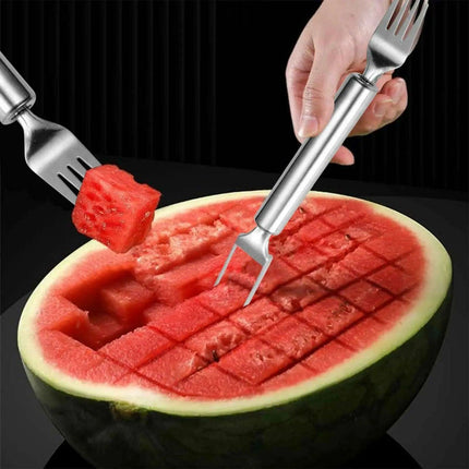 Ultimate 2-in-1 Stainless Steel Fruit Cutter and Serving Tool - Très Elite