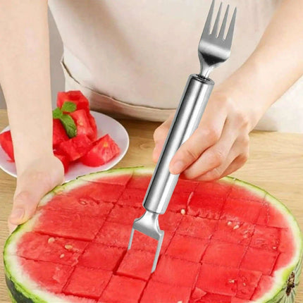 Ultimate 2-in-1 Stainless Steel Fruit Cutter and Serving Tool - Très Elite