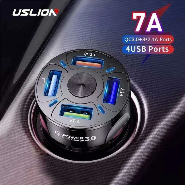 Ultimate 4-Port Fast Charging Car Adapter for iPhone, Xiaomi, Huawei & More - Très Elite