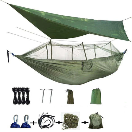 Ultimate Adventure Hammock: Weatherproof with Mosquito Net and Canopy Protection..