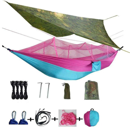 Ultimate Adventure Hammock: Weatherproof with Mosquito Net and Canopy Protection..