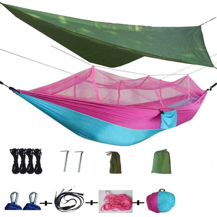 Ultimate Adventure Hammock: Weatherproof with Mosquito Net and Canopy Protection..