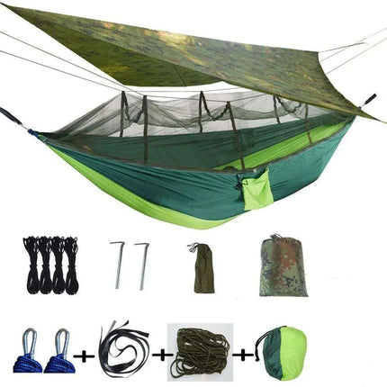 Ultimate Adventure Hammock: Weatherproof with Mosquito Net and Canopy Protection..