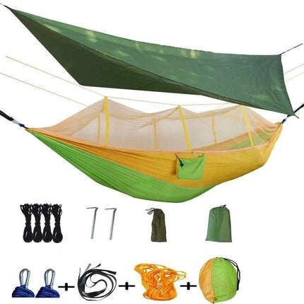 Ultimate Adventure Hammock: Weatherproof with Mosquito Net and Canopy Protection..