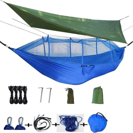 Ultimate Adventure Hammock: Weatherproof with Mosquito Net and Canopy Protection..