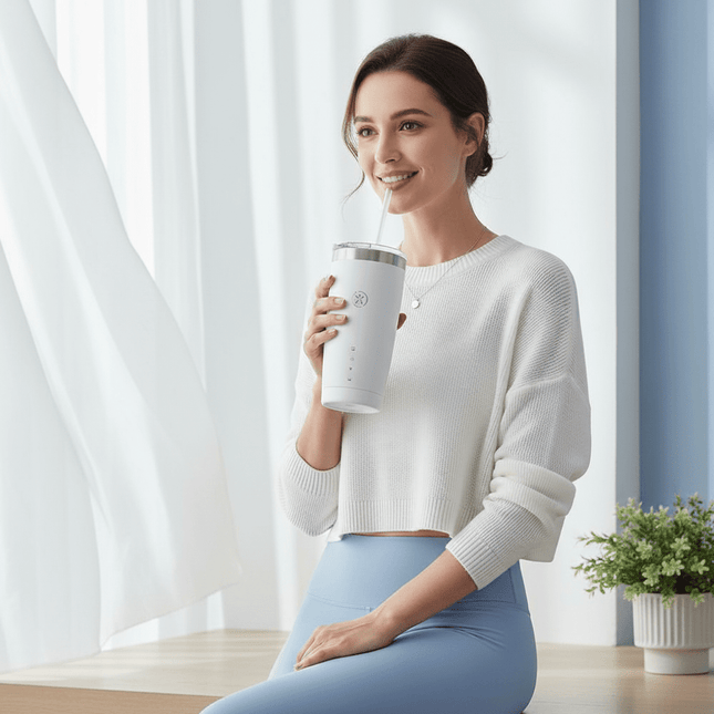 Ultimate Cold Brew Coffee Maker Set with Insulated Tumbler - White On-the-Go Edition - Très Elite