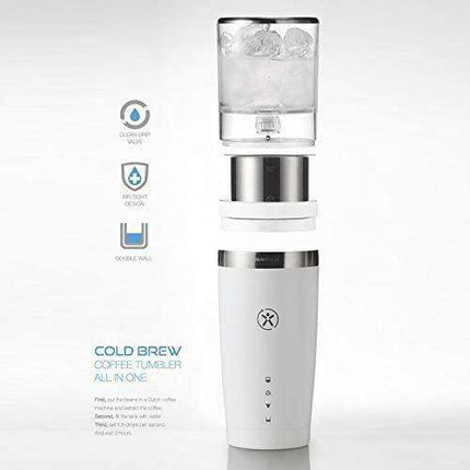 Ultimate Cold Brew Coffee Maker Set with Insulated Tumbler - White On-the-Go Edition - Très Elite