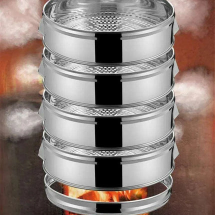 Ultimate Commercial Extra-Large Multi-Layer Stainless Steel Steamer - Heavy-Duty Design Available in Various Sizes - Très Elite