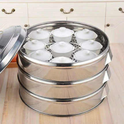 Ultimate Commercial Extra-Large Multi-Layer Stainless Steel Steamer - Heavy-Duty Design Available in Various Sizes - Très Elite