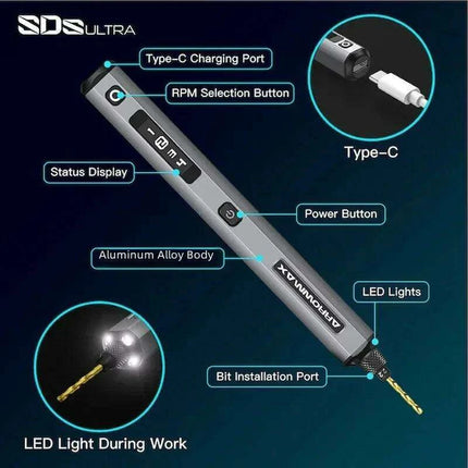 Ultimate Electric Mini Drill and Benchtop Press Set for Precision Crafting - ARROWMAX SDS Ultra Pro - Très Elite