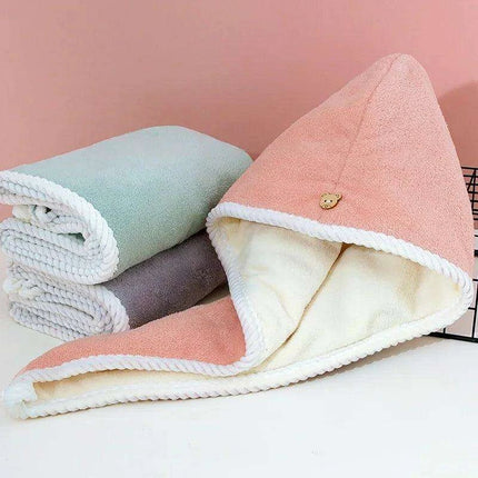 Ultra-Fast Microfiber Hair Drying Cap for Women - Elegant Absorbent Towel Turban - Très Elite