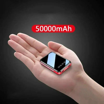 Ultra-Portable 50000mAh Power Bank with LED Mirror Display and Dual USB Ports - Perfect for On-the-Go Charging - Très Elite