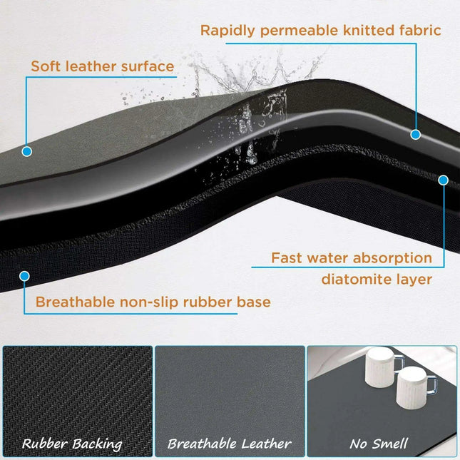 Ultra-Soft Diatomite Floor Mat - Highly Absorbent, Washable, and Non-Slip Rug for Kitchen and Bathroom