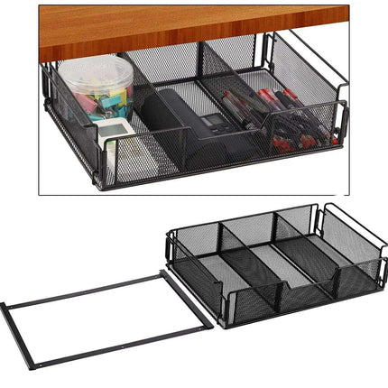 Under-Desk Hidden Storage Drawer with Large Capacity Organizer.