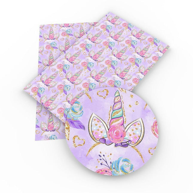Unicorn Dreamland Faux Leather Crafting Fabric for Whimsical Projects