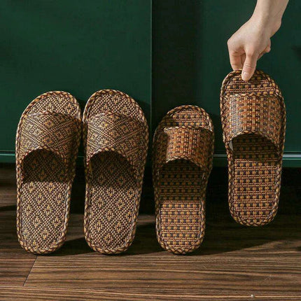 Unisex Comfortable Bamboo Woven Sandals - Non-Slip Rattan Grass Slippers for Spring and Summer - Très Elite