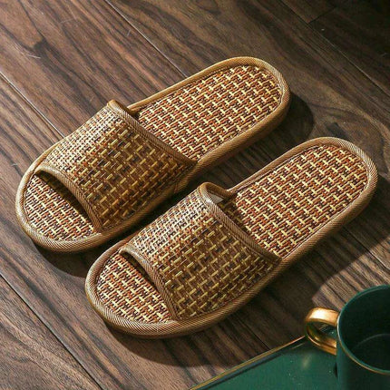 Unisex Comfortable Bamboo Woven Sandals - Non-Slip Rattan Grass Slippers for Spring and Summer - Très Elite