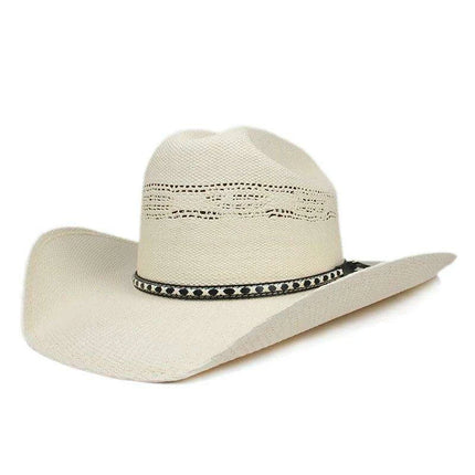 Unisex Wide Brim Hollow Straw Cowboy & Cowgirl Sun Hat - Adjustable Fit 55-61cm - Très Elite