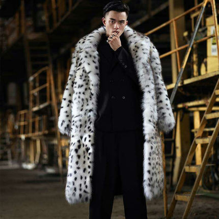 Urban Chic Leopard Print Faux Fur Men's Winter Jacket - Trendy Fox Fur Coat - Très Elite