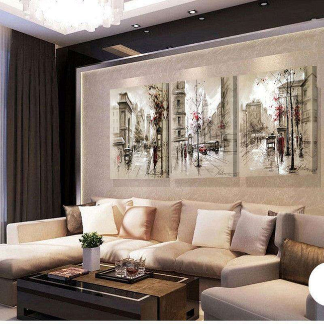Urban Elegance Contemporary Cityscape Canvas Art | Oil Painting for Modern Interiors