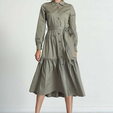 Urban Elegance Ruffled Cotton Shift Dress - Très Elite