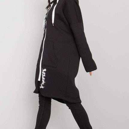 Urban Longline Hoodie Sweatshirt with Eye-Catching Front Graphics - Très Elite