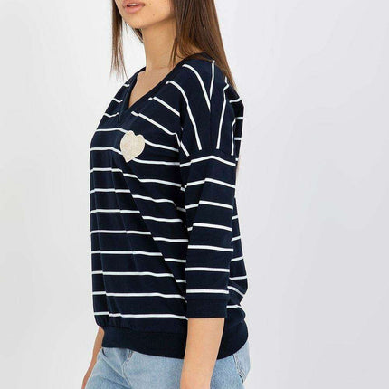 V-Neck Blouse Featuring Front Decorative Patch - Très Elite