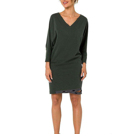 V-Neck Kimono Sleeve Casual Midi Dress - Très Elite
