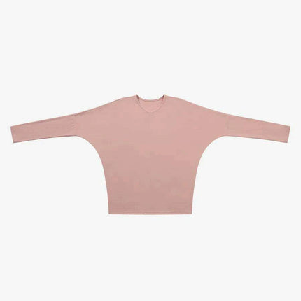 V-Neck Loose Fit Batwing Sleeve Ribbed Top for Summer Women