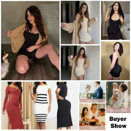 V-Neck Seamless Shaping Dress - Slimming Corset with Hip Boosting Features - Très Elite