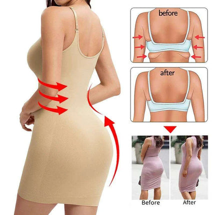 V-Neck Seamless Shaping Dress - Slimming Corset with Hip Boosting Features - Très Elite